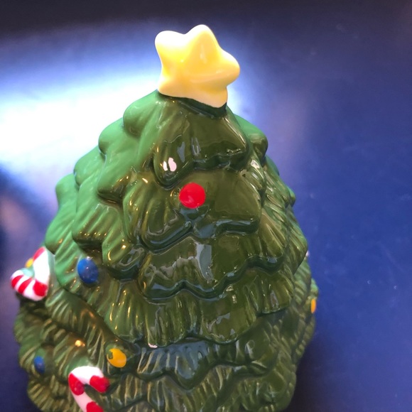 Decorative Christmas Tree Tea Pot with Sugar Dish, Ceramic, Pot = 7.5” x 8.5” - Picture 6 of 8